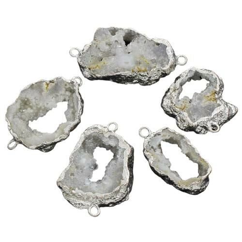 1pc lumière turquoise blanc argent cristal tranche druzy géode de glace quartz agate pierre naturell sku-254934