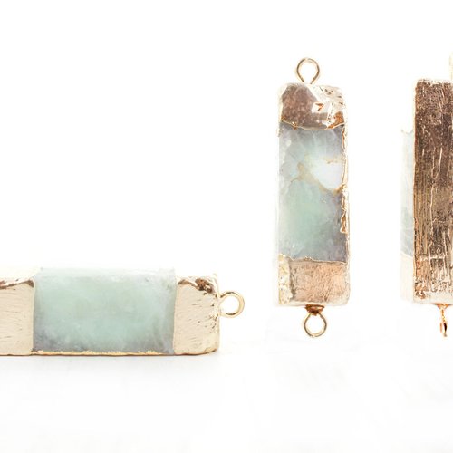 1pc grand plaqué or turquoise blanc vert mixte de glace druzy quartz agate rectangle connecteur brac sku-38941