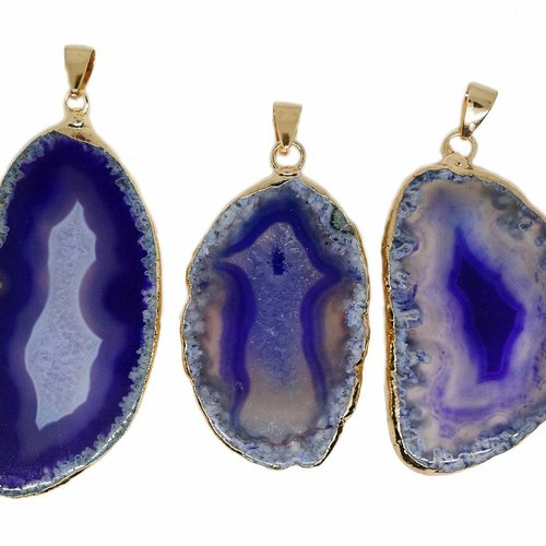 1pc pendentifs en or cristal violet breloque pierres gemme forme libre glace quartz agate précieuses sku-854409