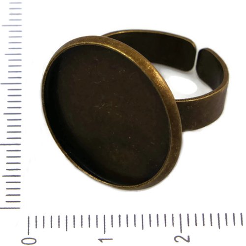 2pcs bronze antique lunette réglable base annulaire plat rond cabochon de réglage camée plateau en m sku-37970