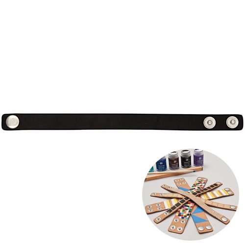 1pc bracelet manchette minimaliste en similicuir noir base vierge rico design 22cm x 1 5 cm résultat sku-133000