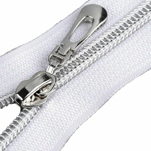 Zipper en nylon blanc 1pc avec dents d'argent largeur 7 mm longueur 60 cm bobine ouverte zippers hab sku-757574