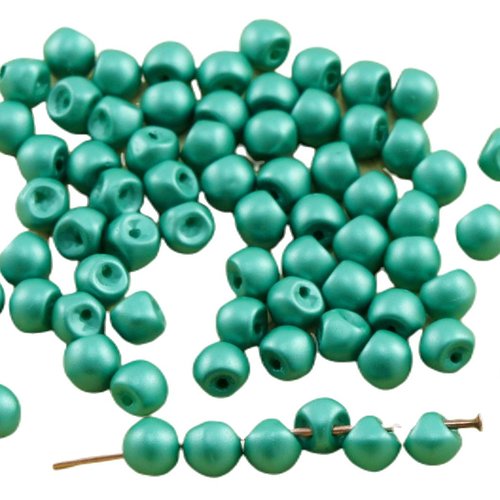 60pcs nacré vert émeraude de la barbe à papa le plus petit champignon bouton tchèque perles verre 4  sku-31080