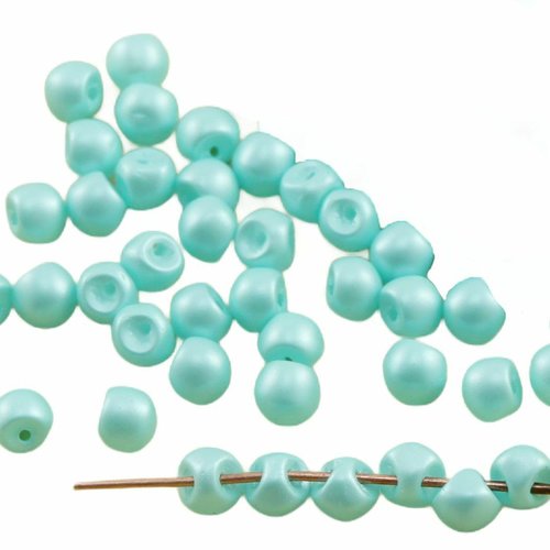 60pcs nacré bleu turquoise de la barbe à papa le plus petit champignon bouton tchèque perles verre 4 sku-31058