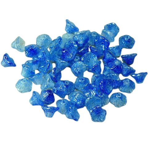 40pcs cristal bleu de la moitié lustre verre tchèque bell fleur perle bouchons 7mm x 5mm sku-26818