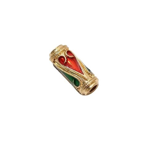 1 pièces or rouge vert émail tube perle métal cloisonné entretoise vintage art design bracelet à bre sku-527152