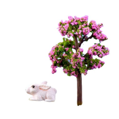 2pcs rose vert fleur arbres plantes artificielles miniature intérieur maison de poupée la forêt fée  sku-128346