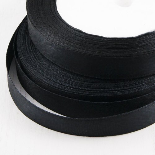 23m 75ft 25yds roll noir de jais ruban satin tissu artisanaux décoratifs mariage kanzashi 12mm 0 5 sku-38350
