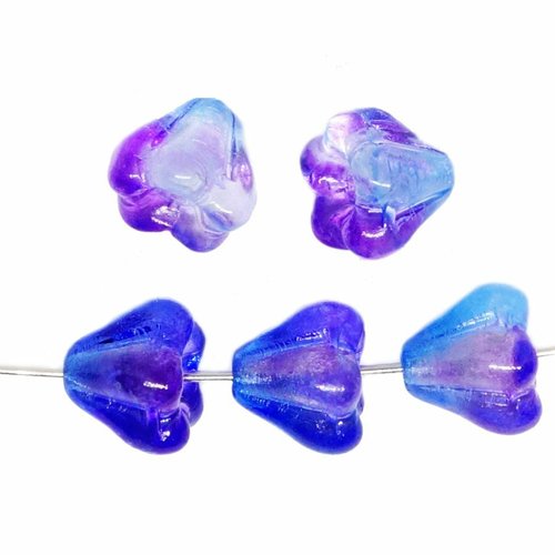 30 pièces cristal alaska bleu violet cloche bébé petites casquettes bohème fleur perles tchèque verr sku-614780
