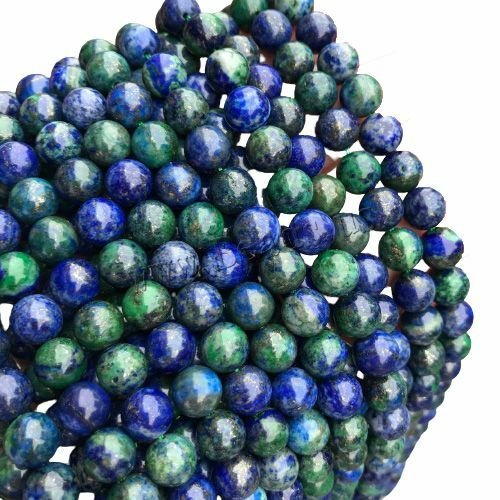 14pcs bleu foncé vert de la pierre naturelle lisse ronde perles lapis-lazuli 6mm sku-255901