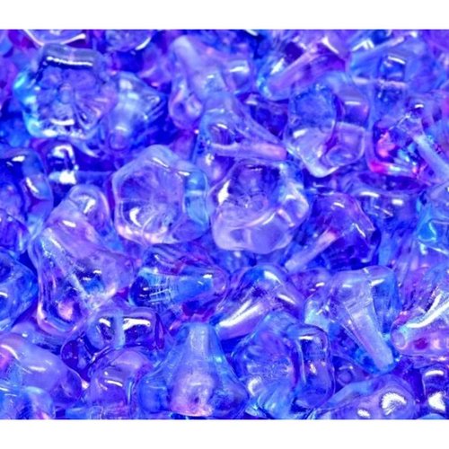 12pcs crystal purple bleu large bell flower caps boules de verre tchèque 9mm x sku-942081