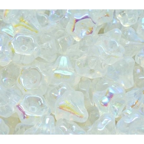 12pcs crystal opal ab large bell flower caps boules de verre tchèque 9mm x sku-942087