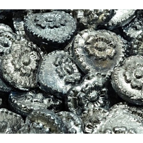4pcs graphite métallique d'argent valentines cœur de mariage avec fleurs beads verre tchèque 17mm sku-942161