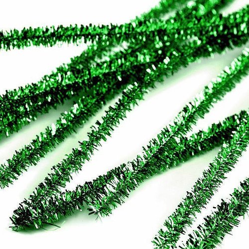 10pc 2 des l'herbe verte floue chenille fils colle avec lurex 6mm longueur 30cm floristique rubans e sku-50664