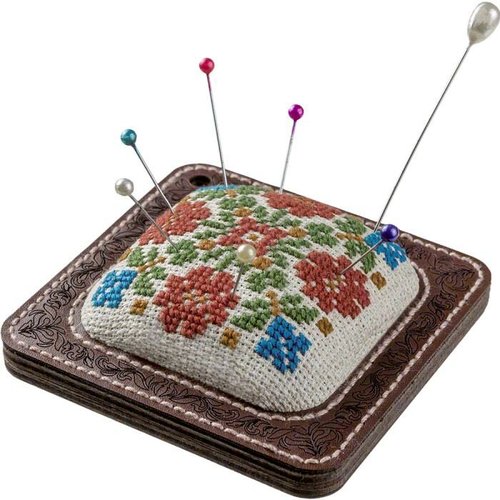 Kit de bricolage point croix coussin broche fleurs 1 pièce broderie fil d'aiguille sur toile coton d sku-687525