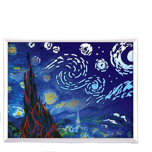 Nuit étoilée la lune des peinture par numéro kit bricolage lueur dans l'obscurité ensemble paillette sku-254396