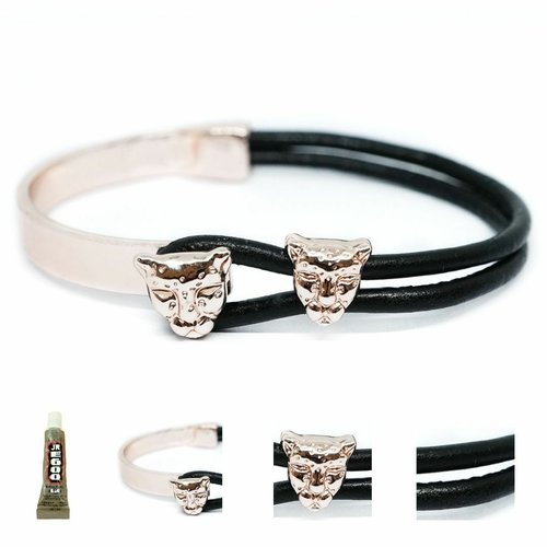 1 diy bracelet set kraftika noir naturel cuir cowhide rose plaqué or zamak métal et corde bracelet l sku-466305