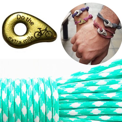 1 diy bracelet kraftika blanc turquoise vert rayé de faire le mile supplémentaire vélo en laiton ant sku-259976