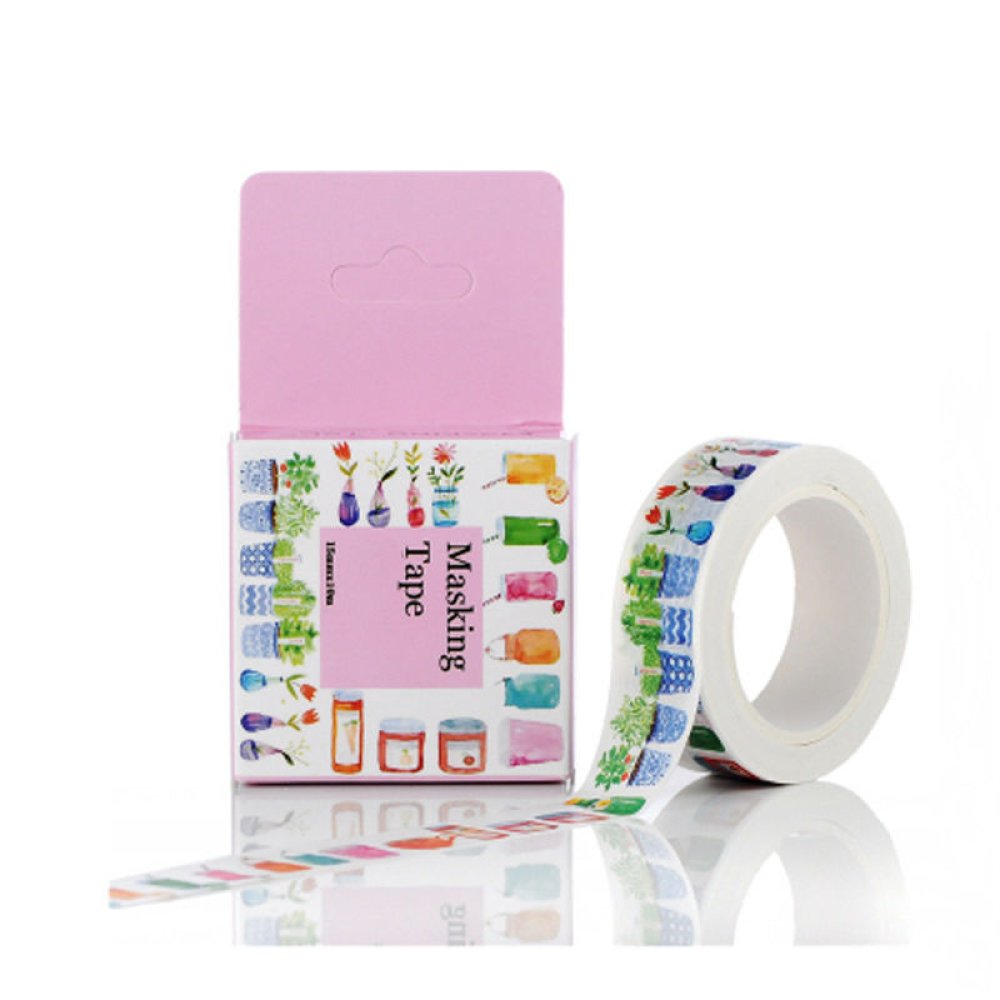 Rouleau ruban papier adhésif WASHI tape 10m FLEUR «ROSE CLAIR»