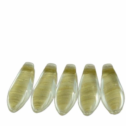 30pcs claire en cristal de verre tchèque poignard perles feuille plate 5 mm x 16mm sku-31945