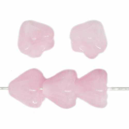 30 pièces rose opale cloche bébé petites casquettes bohème fleur perles tchèque verre 6mm x 8mm sku-614783