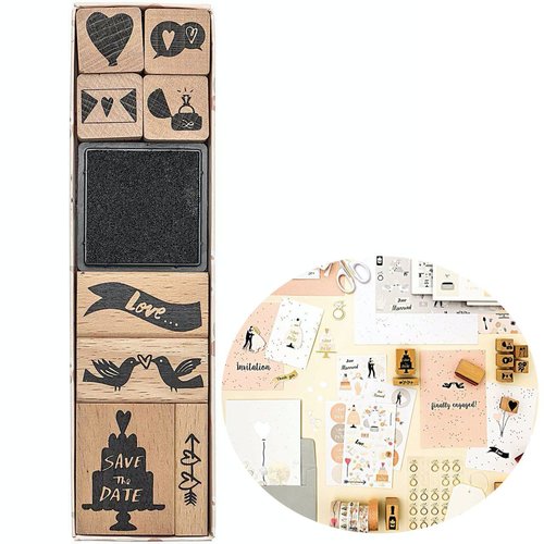 8pcs de mariage les bricolage l'artisanat l'amour à la main ensemble timbres personnalisés caoutchou sku-133067