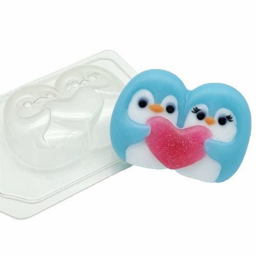 1pc dessins kawaii bébé animaux pingouins couple cœur en plastique de savon la fabrication du chocol sku-78025