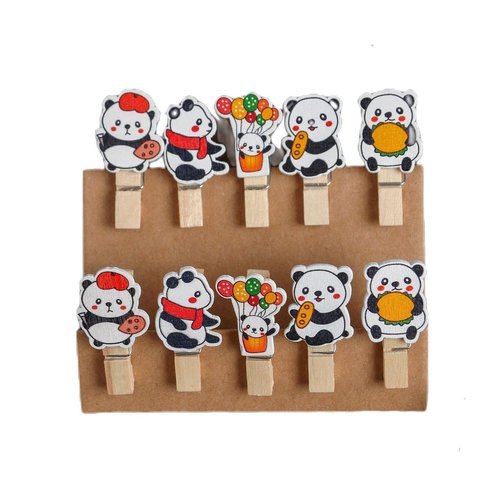 10pcs panda bear décoration chevilles scrapbooking de l'artisanat bois épingle à linge peg titulaire sku-254075
