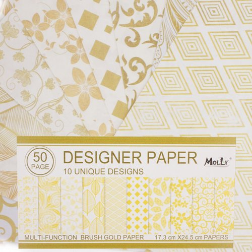 50 feuilles de 10 unique d'or la géométrie dessins fleurs scrapbooking papier découpage concepteur p sku-40672
