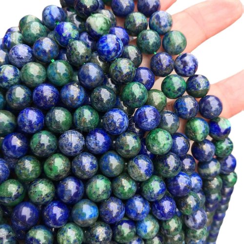 12pcs bleu foncé vert de la pierre naturelle lisse ronde perles lapis-lazuli 8mm sku-255900