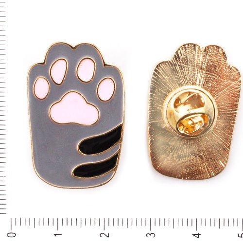 1pc pink grey cat dog pet paw footprint gold color plateau enamel badge brooch lapel pins bijoux mét sku-41931