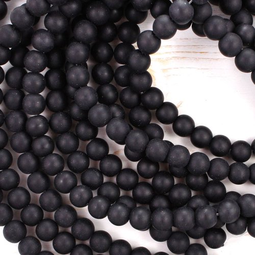 12pcs black agate stone natural blackstone gemstone boules de pierre ronde lisse 8mm sku-41429