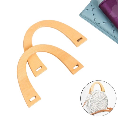 2pcs beige en bois poignées de sac à main fournitures couture bandoulière matériel accessoires 11 x  sku-254092