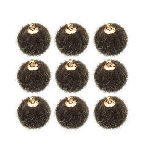 4pcs gray gold fluffy round ball imitation artificielle pendant pompom charme pon pom pompon earring sku-43698