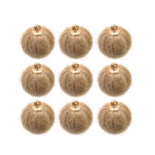 4pcs brown gold fluffy round ball imitation artificielle pendant pompom charme pon pompon oreille po sku-43699