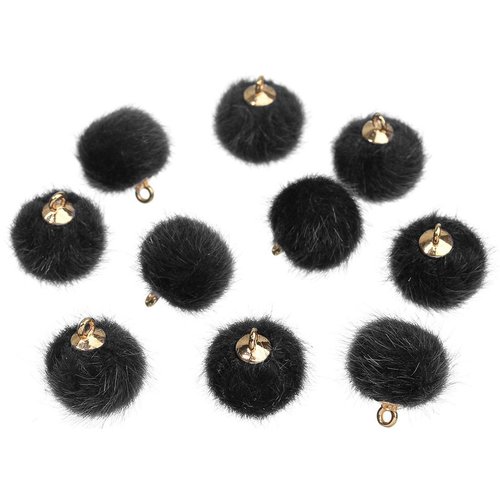 4pcs black gold fluffy round ball imitation artificielle pendant pompom charme pon pompon oreille po sku-43701