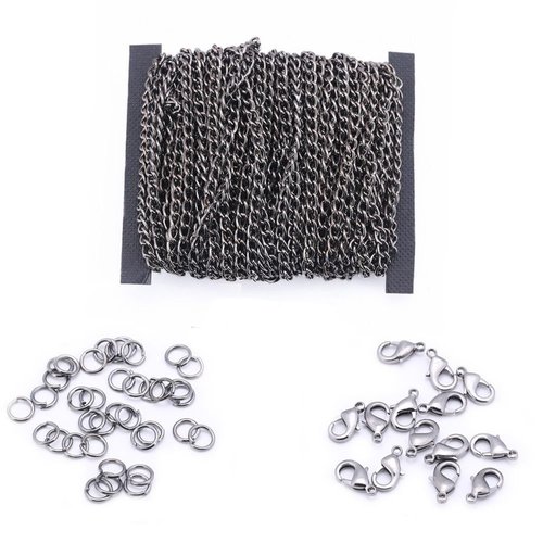 12m 13 12yrd plumblack de couleur argenté collier serti bijoux fabrication métal conclusions ovale l sku-270116