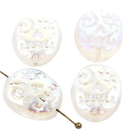 2pcs crystal clear ab full voodoo ghost sucre crâne calavera masque oval chechien beads de verre 13m sku-38463