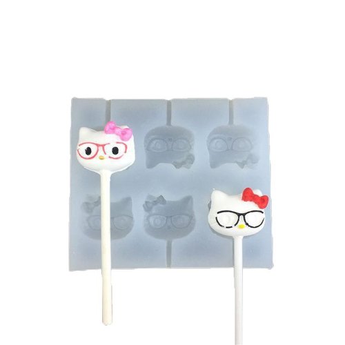 Kitty cat kitten lollipop ice 3d silicone chocolate soap cake fondant cupcake clay resin wax jelly m sku-76148