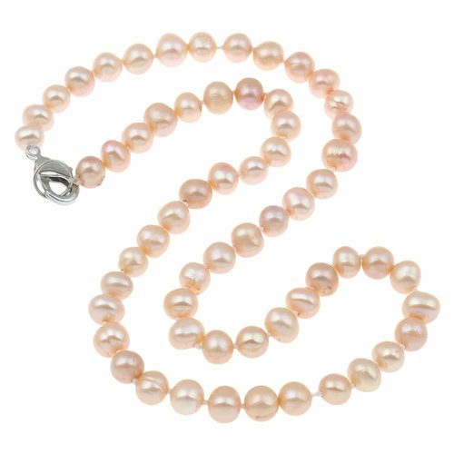 1pc rose perle naturelle 6-7mm collier bead oval baroque pearl d'eau fraîche cultivé lobster clasp b sku-778998