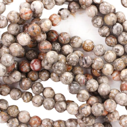 12pcs maifan pierre de jaspe brun argent maifanite naturelle lisse ronde perles 8mm sku-41379