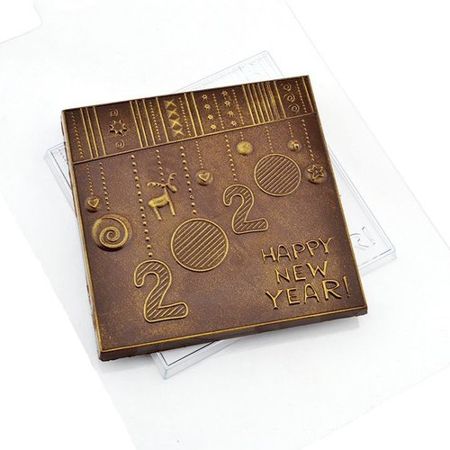1pc joyeux noël bonne et heureuse année 2020 carré en plastique de chocolat fabrication savon cire g sku-221591
