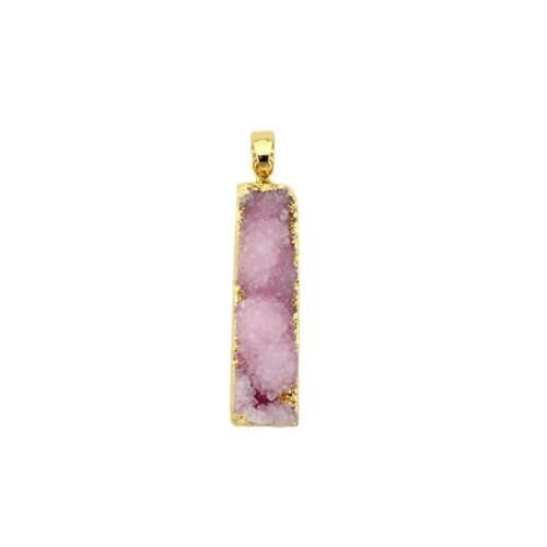 1 pièces pendentif en pierres précieuses naturelles or violet style druzy rectangle quartz de glace  sku-689386