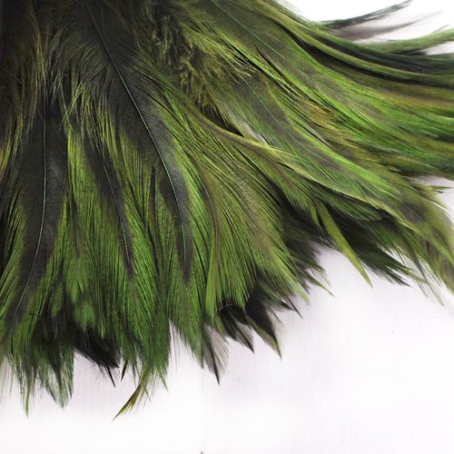 40pcs vert olive teint les plumes de coq pendentif boucles d'oreilles bijoux la chapellerie selle co sku-39357
