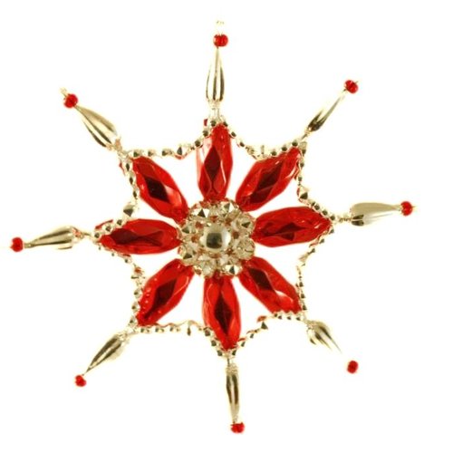Argent rouge flocon de neige star tchèque bohême l'arbre noël cadeaux ornements perles verre projet  sku-41024