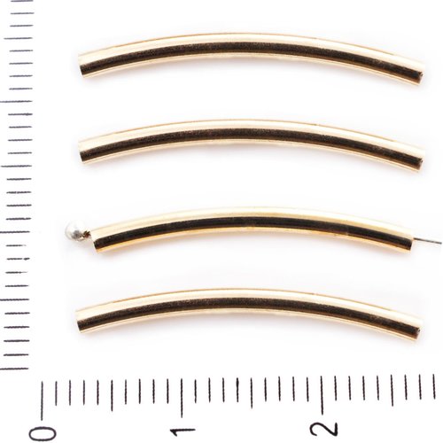 45pcs plaqué or long tube courbé cordon de perles bracelet collier bijoux en métal conclusions 25mm  sku-40555