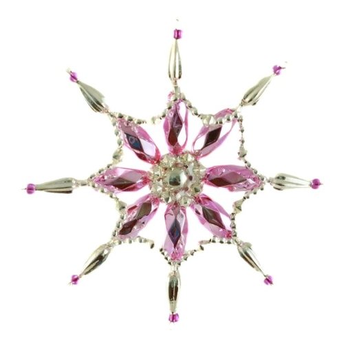 Argent rose flocon de neige star tchèque bohême l'arbre noël cadeaux ornements perles verre projet à sku-41023