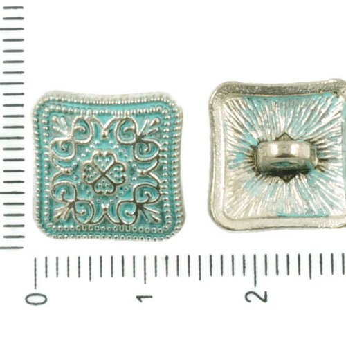 6pcs antique ton argent bleu turquoise patine laver à grande focale carré en forme de dôme fleur flo sku-36442