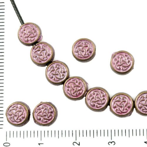 24pcs bronze antique ton rose patine petit plat rond celtique keltic celtik noeud de pièce monnaie p sku-37162
