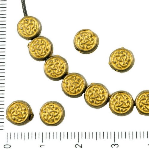 24pcs bronze antique ton mat or patine petit plat rond celtique keltic noeud de pièce monnaie perles sku-37163